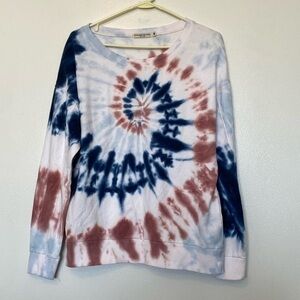Chance or fate tie dye ling sleeve ribbed hem cotton blend sweatshirt M
